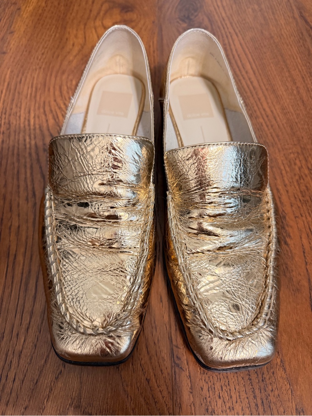 Dolce Vita Metallic Gold Leather Loafers